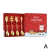 Set di stoviglie Decorazione regalo di Natale Cucchiai da dessert Cucchiaio da caffè Scatola di posate per pan di zenzero Acciaio inossidabile Pupazzo di neve E3P6