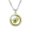 Pendentif Colliers Belle Cartoon Bee Enfants Mignon Animal Verre Cabochon Rond Sier Chaînes Pour Garçons Filles Enfants Mode Bijoux Drop de Dhmbn