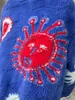 xinxinbuy Cappotto da uomo firmato Giacca in pile con stampa di lettere faccia da sole tessuto jacquard manica lunga donna grigio Nero rosso blu M-2XL