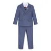 Suits Handmade Plaid Boy's Suit Set For Formal Occasion 5Piece Kids Tuxedo Jacket Vest Pants Including Tie And Brooch Notched 230830