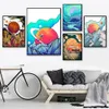 Planet Car Sun Canvas Painting Cartoons Landscape Modular Poster And Prints Pictures Wall Artwork For Living Room Bedroom Home Decoration No Frame Wo6