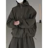 Trench da donna Autunno Sport all'aria aperta Stile Giacca cargo antivento con cappuccio Cappotto casual da donna con silhouette allentata verde nero