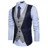 Männer Formale Weste Weste Business Einfarbig Single Button Weste gilet Gefälschte Zwei-stück V-ausschnitt Casual S-lim chalecos para hombre LST230831