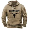 Herren Hoodies Vintage Cowboy Muster Hoodie Übergroßes Sweatshirt für Männer Casual Street Herrenbekleidung Tops Männlicher klassischer Stil Pullover