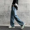 Versatile waisted wide leg jeans women with a retro design feel. The trend of straight and draped floor mop pants for the niche