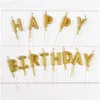 Ljus guld/sier födelsedagstårta Happy Golden Letters Candle Gilded Letter Party Decoration With PVC Box Drop Delivery Home Garden DHFBE