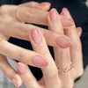 Faux ongles Français Manucure Long Ovale Aurora Papillon Faux Nials Détachable Mystérieux Celadon Presse sur les femmes