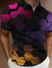 Polos para Hombres Camisa Polo De Línea Geométrica para Hombres Camisetas De Manga Corta Informales con Estampado 3D Jersey Suelto con Cuello Redondo De Verano Tops Frescos Moda Streetwear