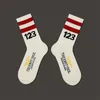 Men's Socks Youth Mens Socks Sports Socks Street Hip Hop Letter Figure Color Stripe Calcetines Skateboard Leisure Fashion Gift 230830