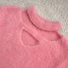 Kobiety swetry wydrążone różowy sweter dla kobiet pullover z długim rękawem miękkie dzianiny bluzki żeńskie jesień zima koreańskie ubrania modowe 230831