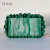 Evening Bags Women Clear Acrylic Box Evening Clutch Purse Bags For Wedding Party Green/Purple Foil Beads Purses And Handbags Designer Bag 230830