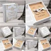 Boîtes à bijoux Boîte à bagues personnalisée Titulaire personnalisé Porte-bois blanc Rustique Valentine Cadeau pour fiançailles Drop Livraison Emballage Affichage Dhlts