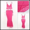 Work Dresses Townlike Sexy Party Lace Two Piece Set Spaghetti Strap Crop Top And Maxi Skirts Slim 2 Pieces Women 2023 Summer Outfits