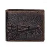 Portefeuilles courts hommes véritable porte-cartes en cuir homme sac à main Po motif Crocodile petit portefeuille pour hommes