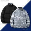 Men's Down Parkas Down Jacket Men's Two Sides Wear Winter Short Style Stand Collar Couple Two Open White Duck Down Plaid Warm Tide Brand Coat Q230831