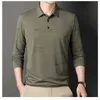 Mens Polos Spring and Autumn Cotton Fashion Polo Shirt Collar Long Sleeve Tshirt British Street Dress Button Formal Tops 230830