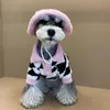 Hundkläder Plaid Hoodie Velvet Dog Pet Clothing Sweatshirt Dogs klädkatt Katt liten varm tryck söt Autumn Winter Pink Fashion Boy Yorkshire 230830