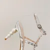 Sandals 2023 Runway Style Pearl High Heels Sexy Rhinestone Bow Cut Out Banquet Nightclub Size 35-42 Women's Shoes