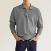 Mens Polos Autumn Long Sleeve Polo Shirt For Men Casual mode Slå ner krage -knappen Löst tshirt Top Y2K Clothes Streetwear 230830