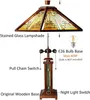 Table Lamps Tiffany Style Lamp Stained Glass Wood Base Desk Brown Reading Light NightLight Decor For Living Room Bedroom Home