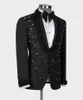 Men's Suits Men's 2 Pieces Men Suit Black Tuxedo Appliques Peaked Lapel Beads Formal Diamonds Luxury Work Wear Wedding Host Plus Size