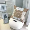 Plaid designer pillow case sofa wool pillowslip with multi color with letter fashionable orange black square pillow cover white orange household items S04