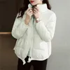 女性のトレンチコート韓国の暖かい短い冬コート2023ファッションスタンド首輪長袖パーカー固体ゆるい厚い綿のパッド入りジャケット