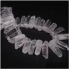 Acrylic Plastic Lucite 35-38Pcs/Strand Large Size Clear Crystal Quartz Top Drilled Points Polished Natural Gems Tusk Stick Spike Pen Dhvfl