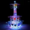 Décoration de fête Coloré Lumineux LED Cristal Tour Eiffel Cocktail Porte-gobelet Stand VIP Service S Verre Glorifier Présentoir D321Q