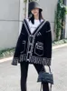 Kobiety swetry gagarich harajuku czarny biały sweter kobiety jesienne zimowe noszenie Zewnętrzne luźne swobodne streetwear gęste dzianinowe kardigan top 230830
