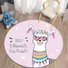 Karikatür Alpaca Pet Pad Yuvarlak Halı Zemin Paspaslı Oturma Odası Mutfak Mat Polyester Halı Piknik Mat Çocuk Odası Dekoru HKD230901