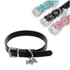 Dog Collars Leashes Small Bling Crystals Diamonds Clogodile Leather Belt Puppy Collar Rhinestone Inlaid Buckle Chain Adjustable Drop Delive