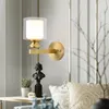 Wall Lamp Modern Copper With Glass LampShade Cover For Bedroom Porch Living Room Sconce Lighting