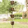 Garden Decorations Hanging Windchime Beautiful Metal Butterfly Round Ring Anti-rust Wind Bell Steel Leaves Rain Chain For