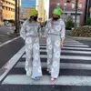 Мужские брюки Винтажные трехмерные пенопластовые беговые бегуны Harajuku, вышитые широкие спортивные штаны Мужские и женские микро-расклешенные штаны 230831