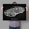 Abstrakte Autoteile Blaupause Poster Automotor Motor Leinwand Malerei Druck Wandkunst Poster Vintage Wohnzimmer Jungen Schlafzimmer Heimtextilien Wandbild Kein Rahmen Wo6