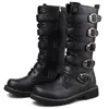 Boots Men Syborcyclist Military Tactical Metal Punk Style Man Rock Mid Gothic Gothic Large Leather Leather Mens Soes 230831