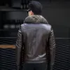 Männer Leder Faux Herbst Winter Männer Marderhund Pelz kragen kragen Jacke Mäntel Männlichen Dicken Motorrad Warme Biker S5XL 230831