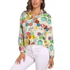 Damesblouses Wiskundelessen Printblouse Geometrie Trendy Grafisch Dames Street chic shirt met lange mouwen Lente Oversized tops