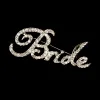 Rhodium Silver Plated Clear Rhinestone Crystal Diamante Cursive Bride Bridal Brooch