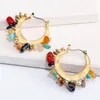 Stud Luxhoney Bohemian Vintage Za Style Gold Plated Back Metallic Hoop Earring For Women With Colored Natural Stone Charm 230830