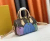 Designer mulheres bolsa de ombro nano bolsas marrom flor carta couro mini totes abóbora crossbody sacos moda maquiagem bolsas