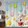 Shower Curtains Easter Shower Curtain Bunny Colorful Eggs Waterproof Bath Screen Fabric Bathtub Partition Bathroom Decor Set R230831