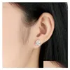 Stud Luxe 925 Sterling Sier Poëtische Daisy Kersenbloesem Drop Oorbellen Helder Roze Cz Bloem Vrouwen Engagement Studs Voor Mode Delive Dhypm