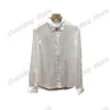 21SS Designer Spring Summer Chemises décontractées Mode Chemise en cuir Lettres Tee Tissu lisse Hommes Femmes Coton Blanc Black258F