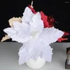 Decorative Flowers Durable Christmas Flower Festive Tree Ornaments Shiny Artificial For Long-lasting Home Decoration Xmas