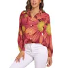 Women's Blouses Sunflower Swirl Blouse Abstract Art Print Aesthetic Custom Woman Long Sleeve Casual Shirt Summer Oversized Top
