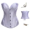 Bustiers Corsets femmes mode Satin violet blanc rouge noir Corselet Bustier à lacets désossé haut Corset surbuste brocart