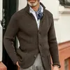 Mens suéteres gola de malha casaco de manga comprida camisola cardigan jaqueta sólida grossa quente casual tricô 230830