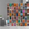 Shower Curtains Old Wooden Door Shower Curtain Retro Wood Grain Window Frame Bookshelf Bath Curtains Waterproof Home Bathroom Decor Set R230831